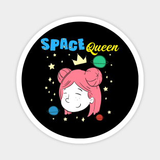 Cute Space Queen Exploring Outer Space Astronaut Magnet